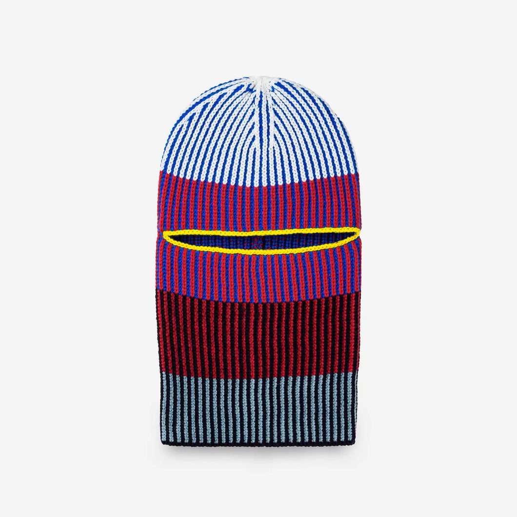 Verloop Knits Hi Low Stripe Knit Balaclava Cobalt Yellow