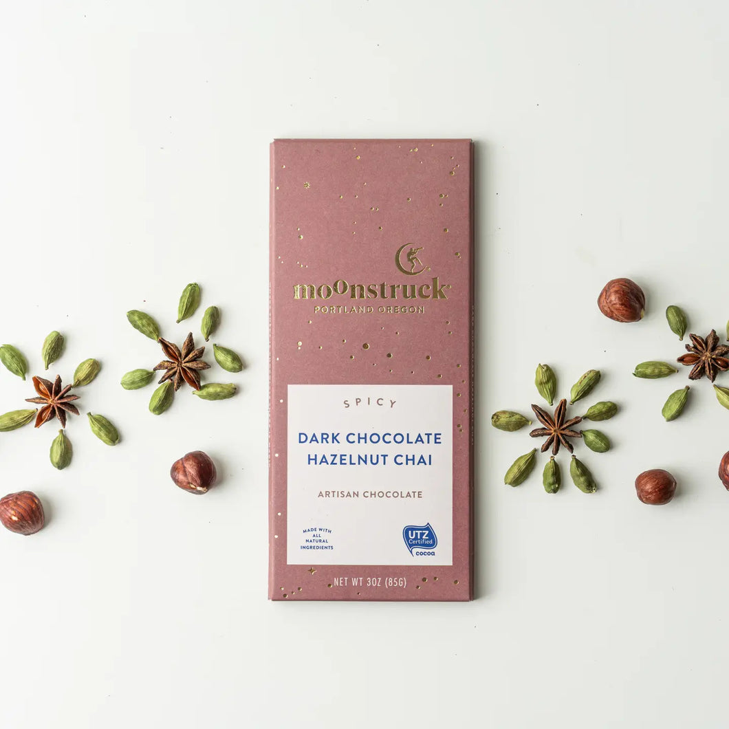 Moonstruck Chocolate Dark Chocolate Hazelnut Chai