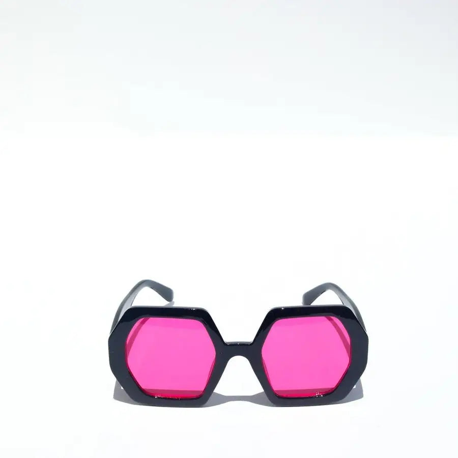 Mure and Grand Octagon Chunky Black with Pink Lenses Sunglasses