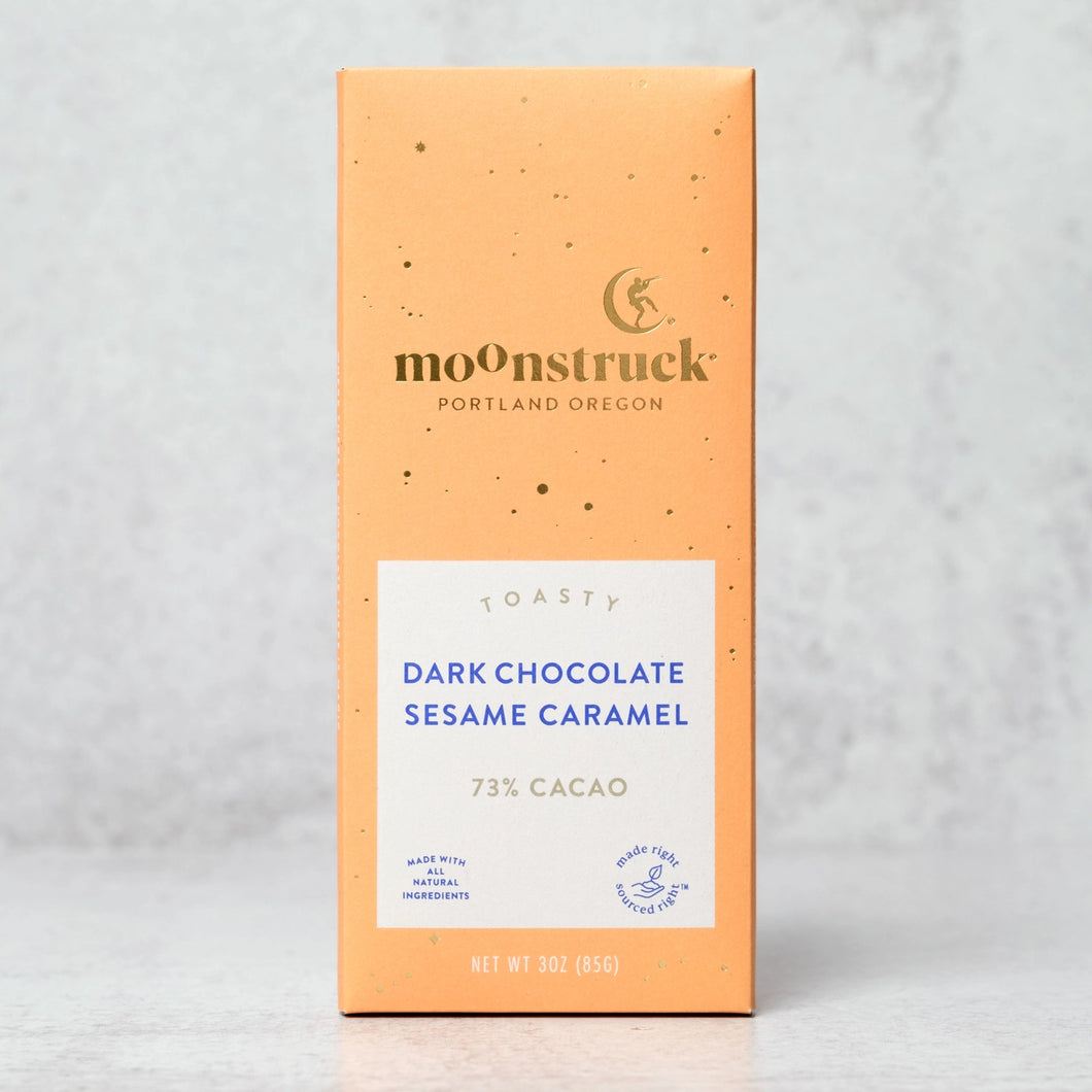 Moonstruck Toasty Sesame Caramel Dark Chocolate Bar